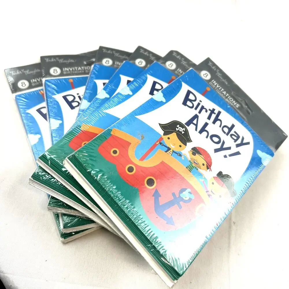 5 packs of 8 Birthday Ahoy Invitations Tender Thoughts in packages msrp 3.25 ea